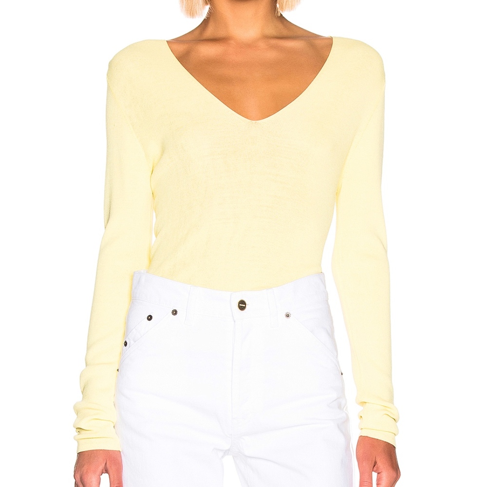 Equipment Myrian Yellow Long Sleeve V-Neck Sweater